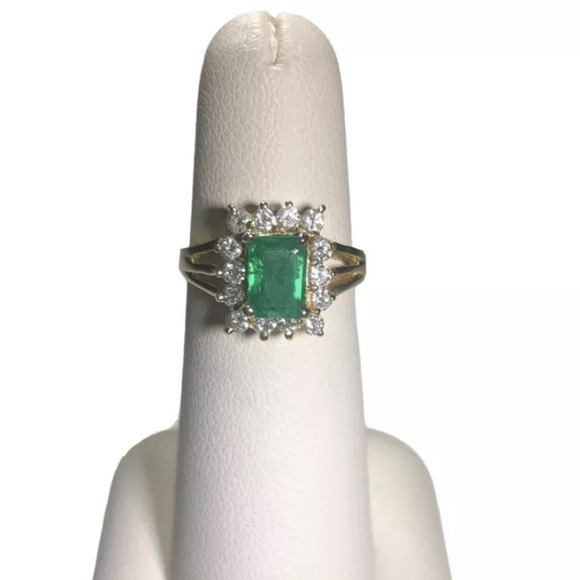 Jewelry - Estate 18K  Gold Diamond Emerald Cocktail Ring  6